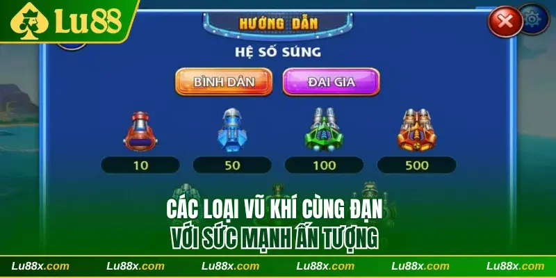 Các loại vũ khí cùng đạn với sức mạnh ấn tượng